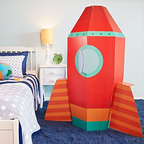 Advanced Graphics Solar System Rocket to Space Astronaut Room Decor - Spaceship Cardboard Stand in