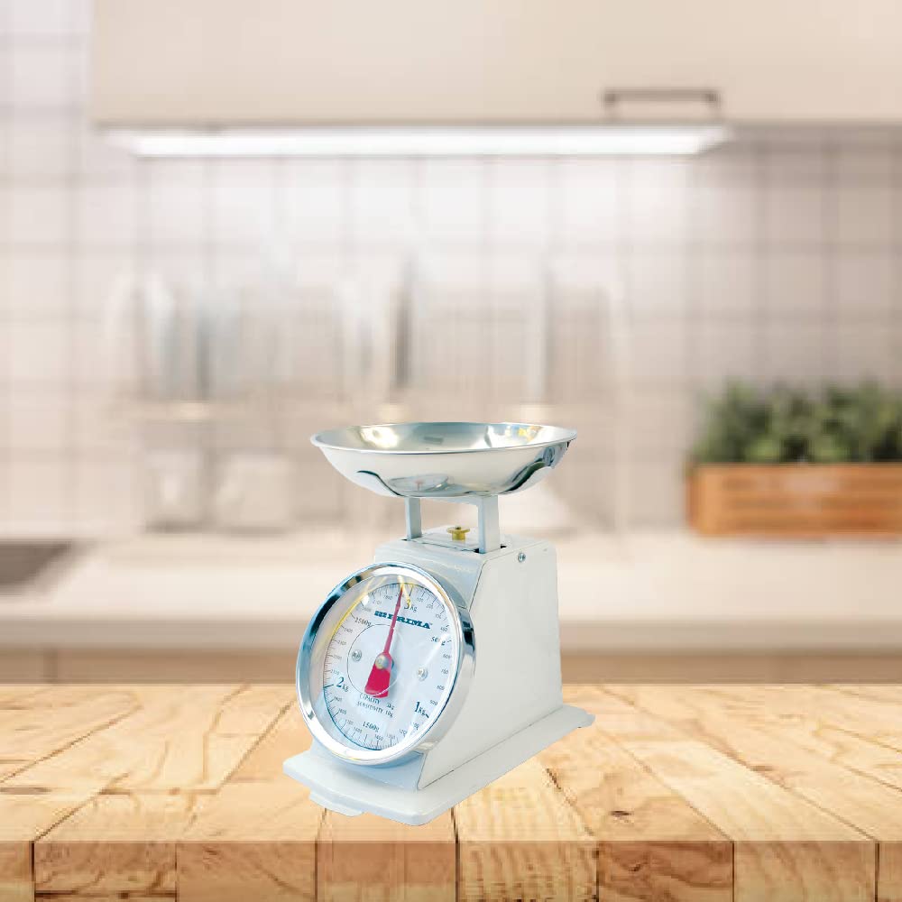 New 3KG Traditional Weighing Kitchen Scale Bowl Retro Scales Mechanical Vintage (Cream)