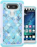 LG V20 Case, Nuomaofly [Creative] Studded Rhinestone Crystal Bling Hybrid Armor Defender Dual Layer Protective Case Cover for LG V20 2016 (Green Lines)