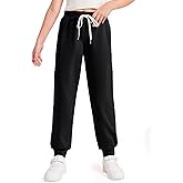Haloumoning Girls' Sweatpants Soft Athletic Lounge Joggers Kids High Waist Casual Trousers Pants