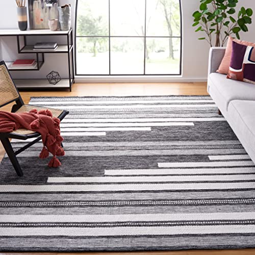 SAFAVIEH Area Rug 8x10 - Kilim Collection - Large - Ivory & Black, Handmade, Ru…