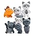 Kalolary 6Pcs/Set Cute Unhappy Cat Doll Statue DIY Mini Cartoon Figure Fairy Garden gnome Home Décor Accessorie, Baby Room Decoration Kids Gifts