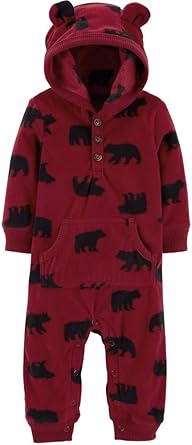 bear hooded fleece jumpsuit