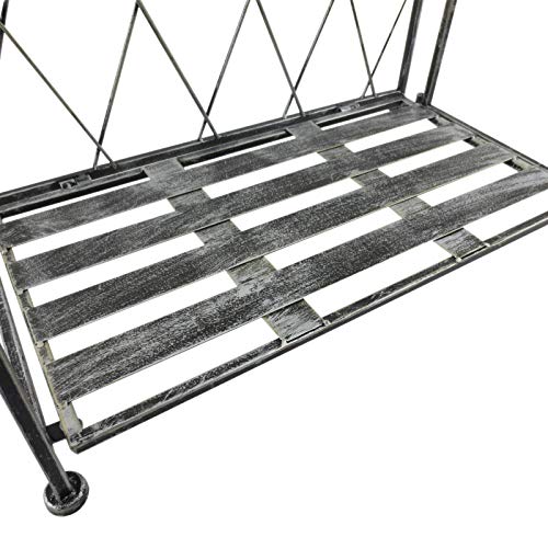 FDInspiration Antique Silver Gray 37.75" H Folding 3-Tier Metal Frame Standing Shelf Patio Pot Plant Indoor Outdoor Rack Display Organizer with Ebook - Thumbnail 4
