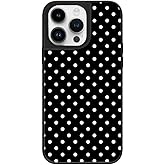 Ehreus Case for iPhone 16 Pro, Trendy Aesthetic Black White Polka Dot Pattern Print, Glossy Hard PC Back Soft TPU Bumper, Slim Shockproof Anti-Scratch Cover for Teen Girls Women