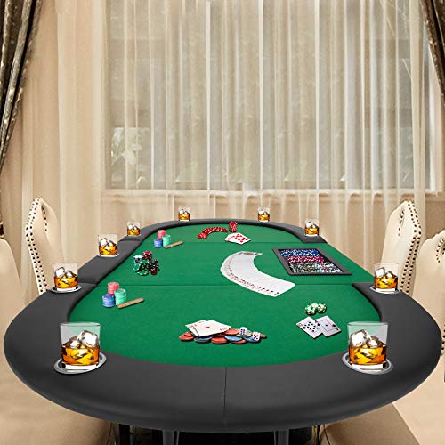 ECOTOUGE Poker Table w/Stainless Steel Cup Holder for 9 Player w/Leg
