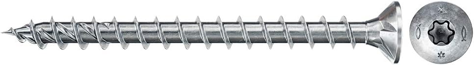 fischer 670639 FPF Power-Fast II 5.0 x 25 mm Chipboard Wood Screws, Countersunk Head with Inner Star TX Fully Threaded