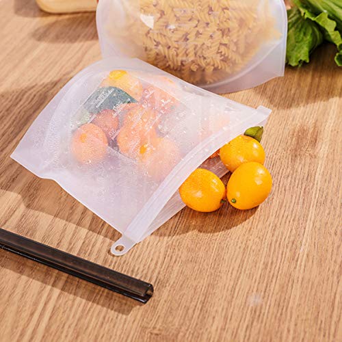 Reusable Silicone Food Storage Bags,WOHOME Freezer Airtight Seal Food Preservation Bags/Food Grade/Versatile Preservation Bag Container for Vegetable,Liquid,Snack,Meat,Fruit/4xLarge 50oz+4xSmall 30oz