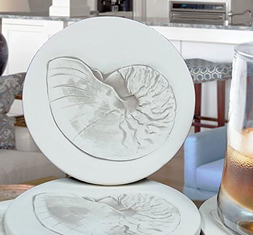 Nautilus Shell Absorbent Drink Coaster set - Handmade by McCarter Coasters - 4.25 inch (4pc)