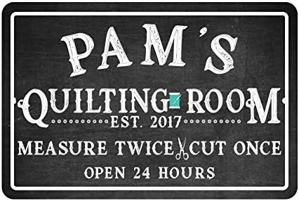 Personalized Quilting Room Chalkboard Look Metal Room Sign (8x12 Inches)