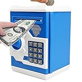 CBTONE Cartoon Electronic Piggy Bank Cash Coin Can Electronic Money Bank Mini ATM Money Saver Coin Bank Password Box Saving Banks, Great Gift Toy for Kids Children - Blue