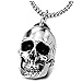 COOLSTEELANDBEYOND Large Stainless Steel Skull Pendant Necklace for Men High Polished with 30 Inches Wheat Chain