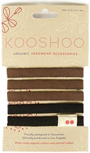 Kooshoo LILA Brown and Black Hair Ties. Organic Cotton, Ouchless, No Crease Hair Ties That Don't Pull. Ponytail Holders Made in the USA. by kooshoo