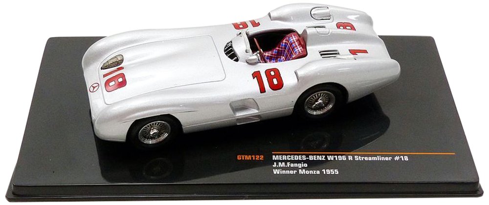 Ixo - W196 R Stromlinie Monza GP 1955 Mercedes Benz Model Vehicle, GTM122, Silver, 1:43 Scale