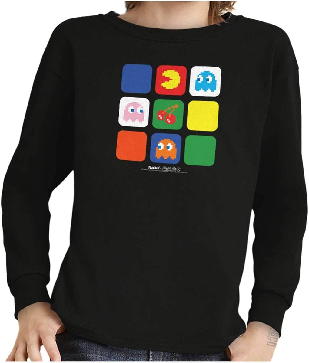 Amazon.com: Rubik's Pacman Pixelated 80's Game Long Sleeve Tee Boy Girl: Clothing