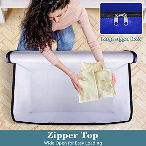 HomeHacks Moving Bags Heavy Duty with Strong Zippers and Handles Collapsible Moving Supplies, Storage Totes for Packing & Moving Storing 93L,8-Pack, Blue