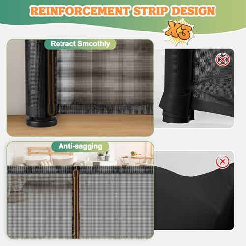 Eyeleaf Eyeleaf Retractable Safety Gate for Babies and Dogs, Baby Gate for Stairs, Hallways, Indoor and Outdoor (Black, 500 x 86 cm)