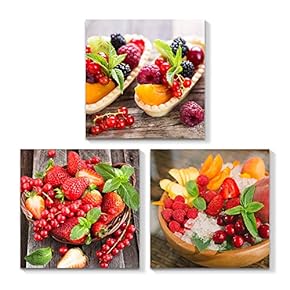 3 Piece Canvas Wall Art for Living Room Bedroom Home Artwork Foods Paintings Ready to Hang - 12"x12"x3 Panels