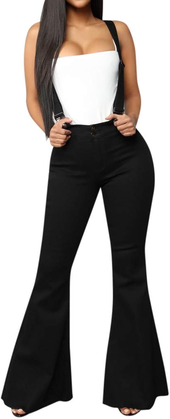 plus size high waisted suspender pants