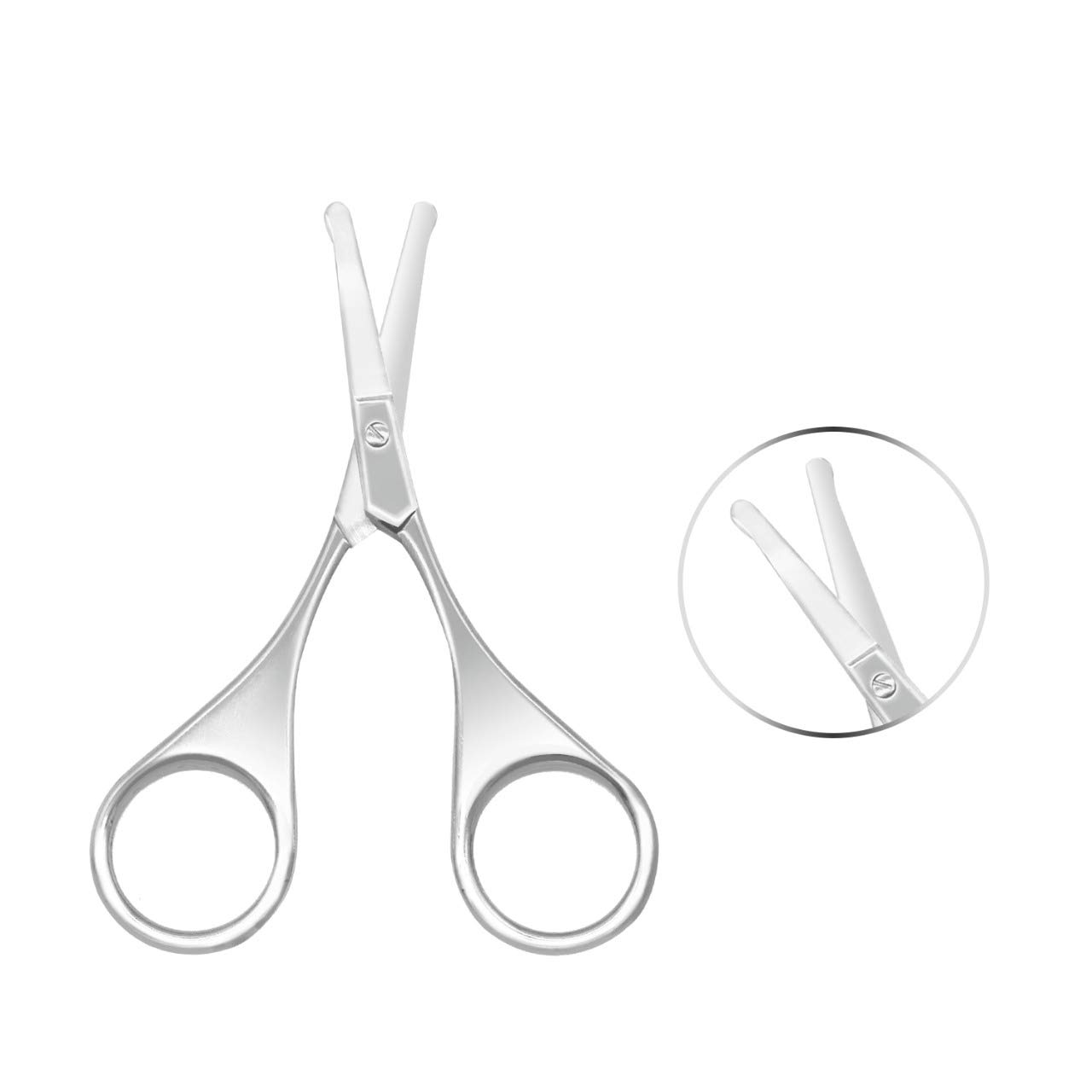 Nose and Ear Hair Scissors Curved Safety Premium Stainless Steel Blades with Rounded Tip for Nose Ear Beard Moustache Eyebrow By Majestik+