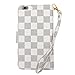 iPhone 7 Plus Case,GX-LV iPhone 7 Plus Classic Plaid Pattern Wrist Strap Leather Wallet Case Cover with Card Slots for iPhone 7 Plus,GX-LV Retail Packaging,White