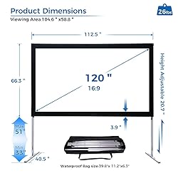 SCREENPRO 120inch Projector Screen with Stand, Fast