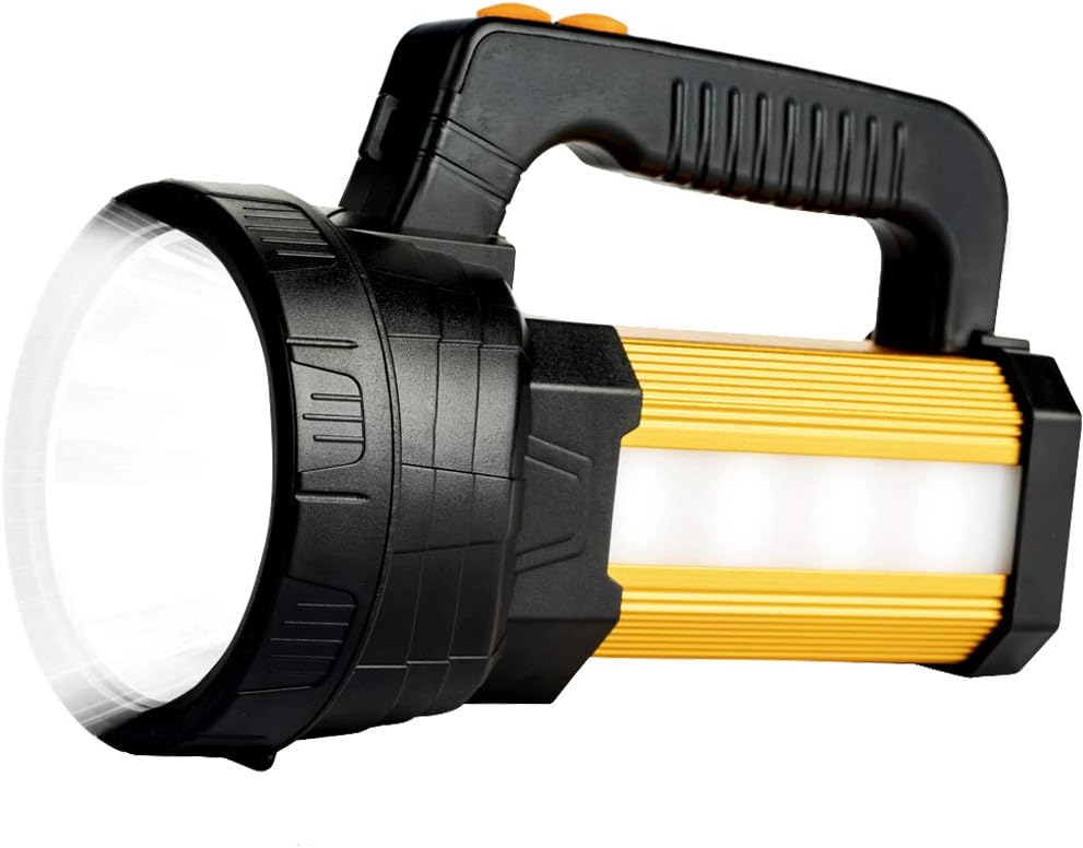 Rechargeable Spotlight Super Bright Led Tactical Flashlight 9600mah 6000 Lumens Spot Light Waterproof Handheld Searchlight Power Bank Function Torchlight 6 Lights Modes with Foldable Tripod - - 