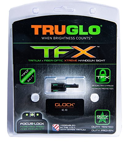 TRUGLO TFX Tritium and Fiber-Optic Xtreme Handgun Sights for Glock Pistols, Glock 42, 43