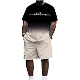 SweatyRocks Men's Short Sets 2 Piece Outfits Letter Graphic Tees and Shorts Tracksuit Set