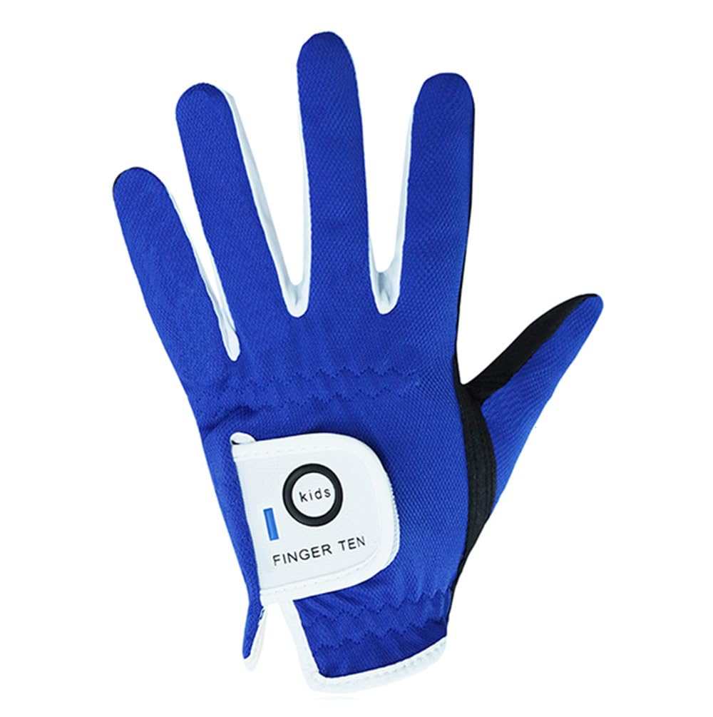 AMRTA Golf Gloves Kids Youth Junior Toddler Boys Girls 1 Pack Left Hand, Breathable Microfiber Synthetic Right Handed Golfer Glove for Age 4-13 Years Old (Blue, XL)