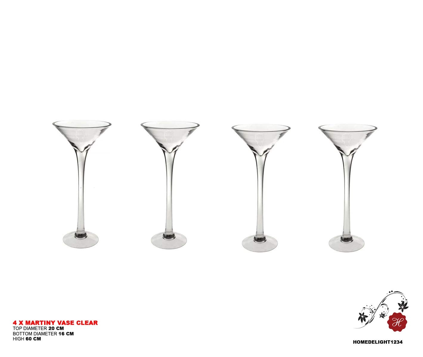 4 X 60cm Martini Glass Vase Table Centrepiece Wedding Decorations
