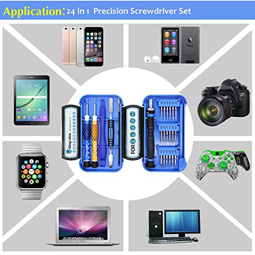 Kingsdun 24pcs Iphone 7 Repair Tool Kit for Apple iPhone 6/6S/5/5C/5S/4S, Ratcheting Screwdriver Bit Set with Metal Spudger Opening Pry Tools & ESD Tweezers in Mini Pocket Box