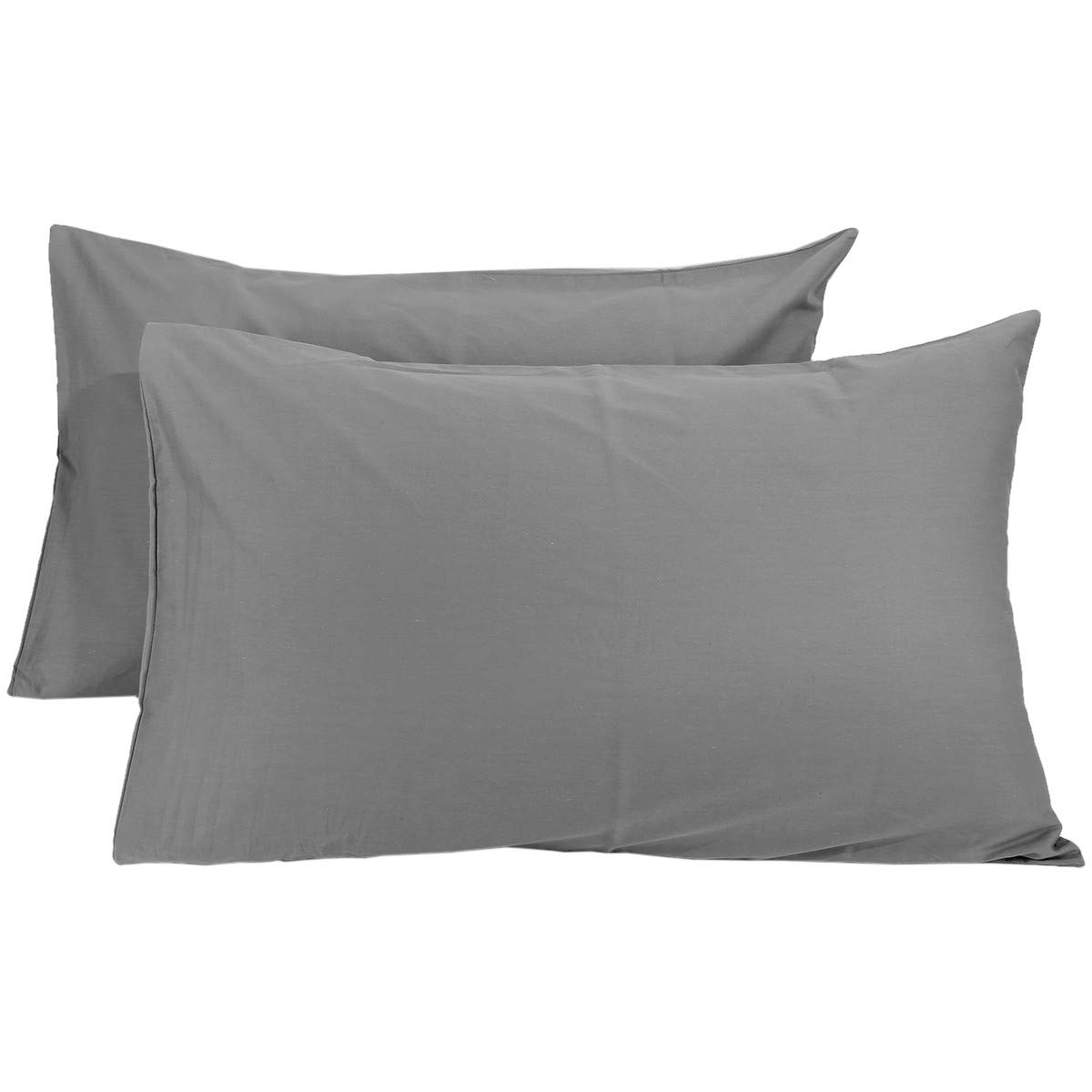 mookaitedecor 100% Cotton Pillow Cases Grey 2 Pack, 400 Thread Count Queen Size Large Pillow Cases Envelope Solid Colour Pillowcases Cushion Covers for Bedroom Sofa Couch 20 x 30 Inches Pillow Case — image 1