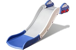 MOCUTEEN Couch Slide for Stairs Bed Kids Extended Widened Toddler Slide Plastic Indoor Toy Easy to Assemble Store Car Blue Plus