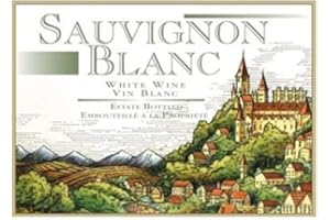 HOBBY HOMEBREW SAUVIGNON BLANC WINE BOTTLE LABELS Pack of 30 Vinyard Scene Self Adhesive, Removable, Easy to Peel Off