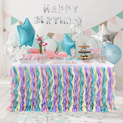 Leegleri Curly Willow Table Skirt Tulle Ruffle Table Skirt for - Main Image