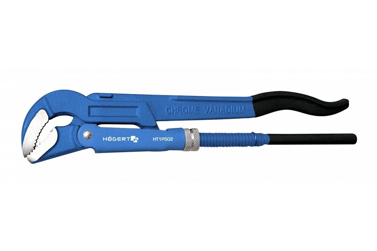 Högert Technik - Adjustable Wrench for Pipes 45° 430 mm / 1-1/2" - Adjustment Wrench for Hydraulic and Assembly Work - Adjustable Wrench - Made of CRV Steel