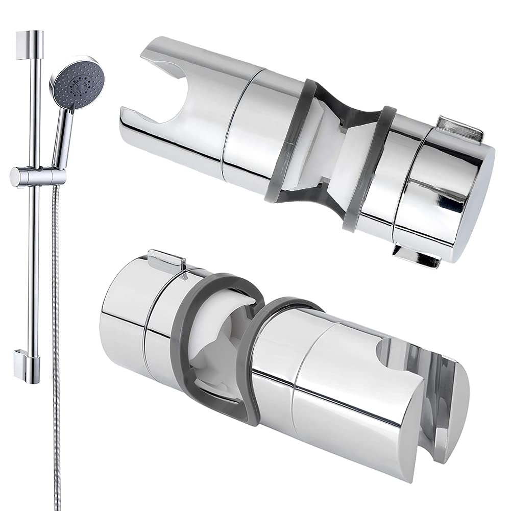 BETOY 2pcs Hand Shower Bracket Replacement for 22-25MM Slide Bar Adjustable Shower Rod Holder Chrome Plated ABS Adjustable Replacement Universal Hand Shower Rail