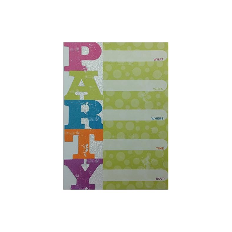 (10) Glitter Party Fill-in Invitations – Teal Envelopes