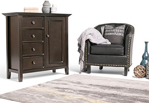 Amazon Com Simpli Home Amherst Solid Wood 37 Inch Wide Transitional Medium Storage Cabinet In Dark Brown With 4 Functional Drawers 1 Door 2 Adjustable Shelves Furniture Decor