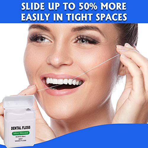 Waxed Dental Floss for Plaque and Food Removal, Refreshing Mint Flavor