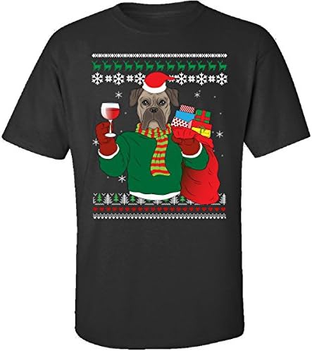 Boxer Ugly Christmas Style Gift For Dog Lovers - Adult Shirt L Black