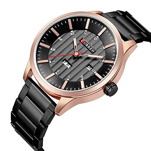 CURREN Reloj de pulsera para hombre de cuarzo, con calendario, indicador de tiempo, acero inoxidable - Imagen 7