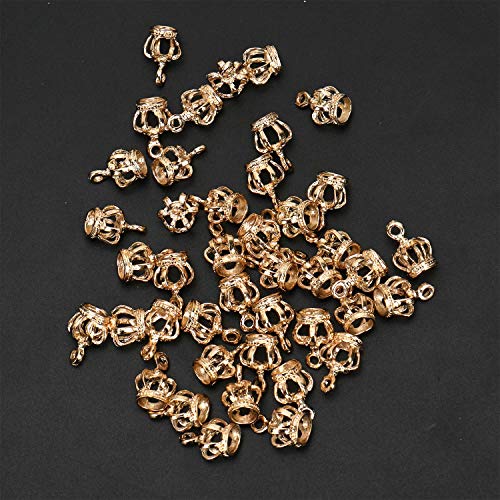 WEFOO 100Pieces Alloy Antique Crown Charms Pendants for Making Bracelet and Necklace (Gold)