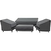 loriano Patio Furniture Cover Set, 4 Piece Outdoor Furniture Cover Waterproof, 600D Heavy Duty Lawn Patio Set Covers (Large, Grey)