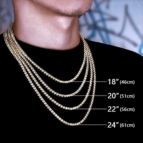 KRKC\u0026CO Tennis Chain for Men, 14k Gold 