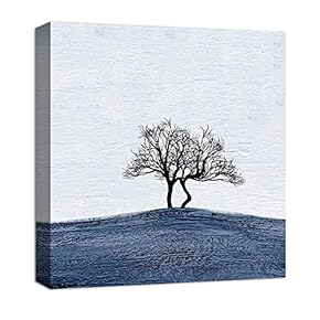 Canvas Wall Art Abstract Blackground Tree Pop-up Painting Artwork for Home Prints Framed - 12x12 inches