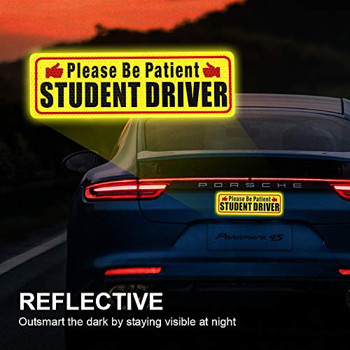 Nomiou Student Driver Magnet Safety Sign 3pcs Vehicle Bumper Magnet Car Vehicle Reflective Sign Sticker Bumper for New Drivers - Thumbnail 4