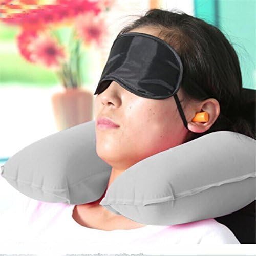 MR WorldShop 3 in 1 Tourist Neck Travel Pillow with Cushion Car-Eye Maks Sleep Rest Shade and Ear Plug (Multi-Colour)