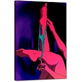 MAMAGO Abstract Woman Canvas Wall Art Sexy Naked Woman Poster Couple Love Romantic Painting Colorful Nude Body Picture for Bedroom Bathroom Modern Wall Decor Framed Easy to Hang-12 x 16 inch